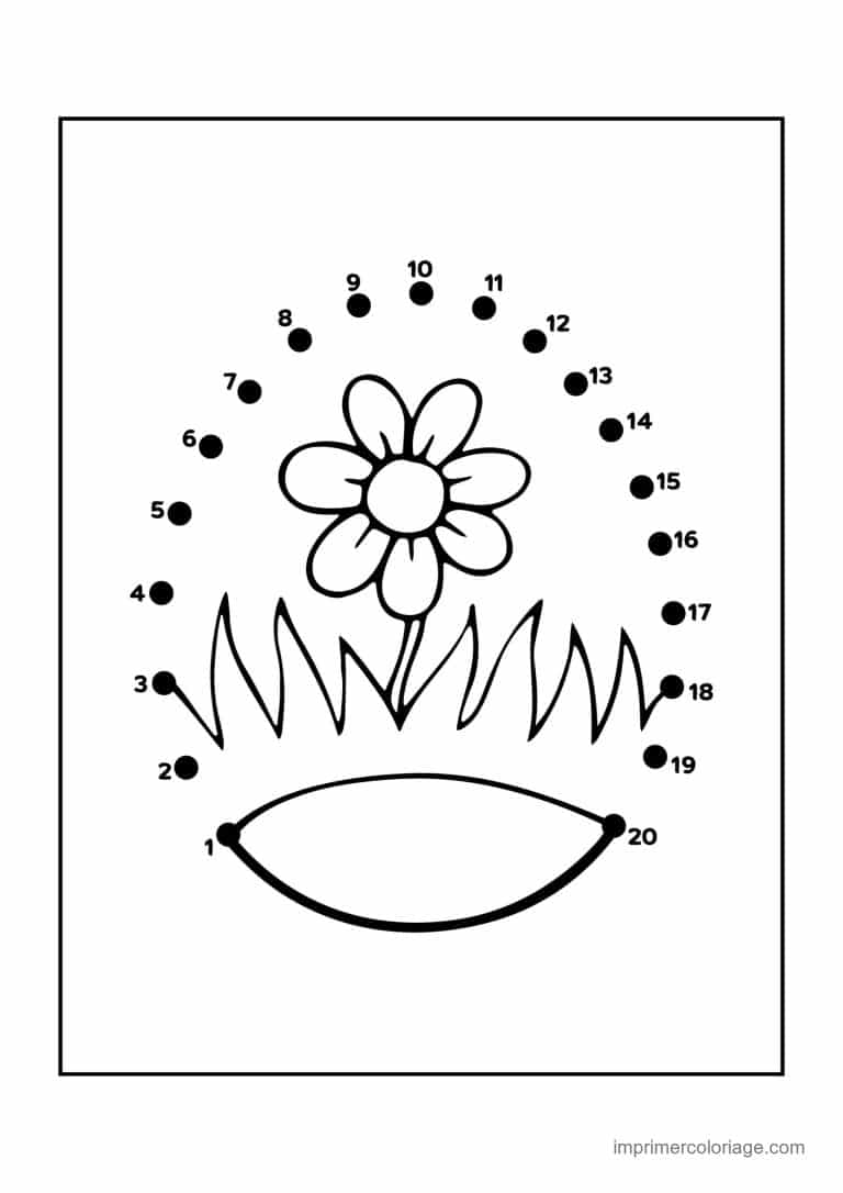 point a relier paques 1 a 20 fleur dans un pot - dessin gratuit &agrave; imprimer