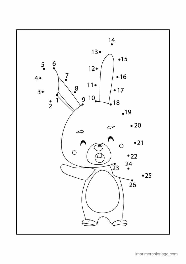 point a relier paques 1 a 26 lapin avec couronne - dessin gratuit &agrave; imprimer