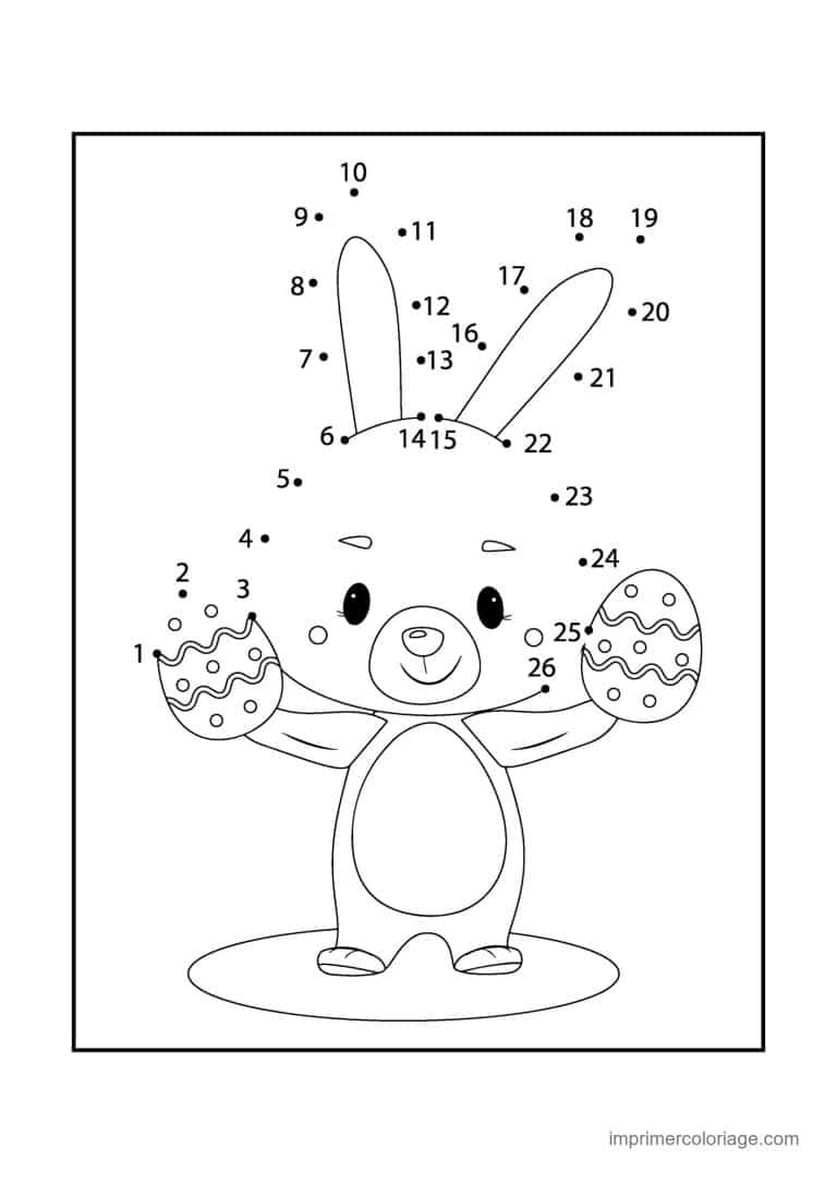point a relier paques 1 a 26 lapin avec deux oeufs - dessin gratuit &agrave; imprimer