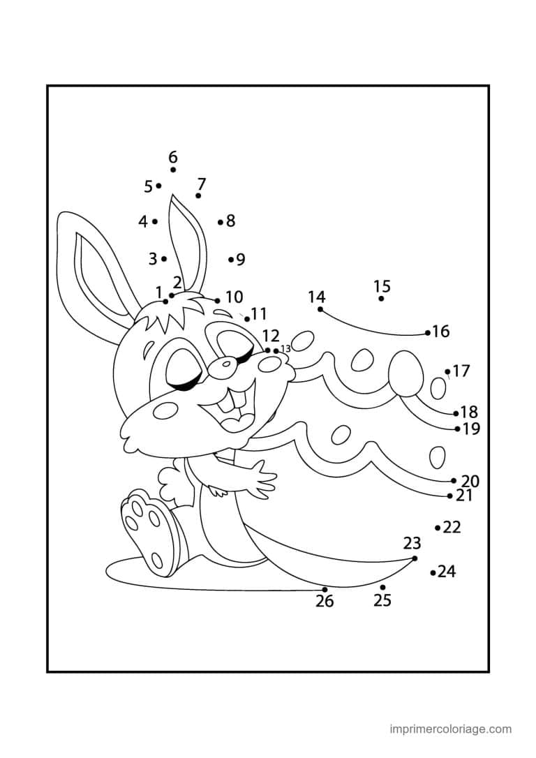 point a relier paques 1 a 26 lapin avec ruban - dessin gratuit &agrave; imprimer