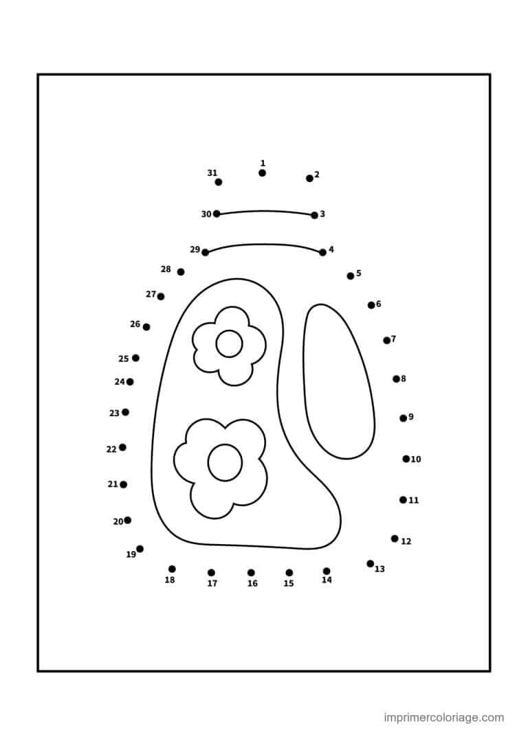 point a relier paques 1 a 31 oeuf de paques a fleurs - dessin gratuit &agrave; imprimer