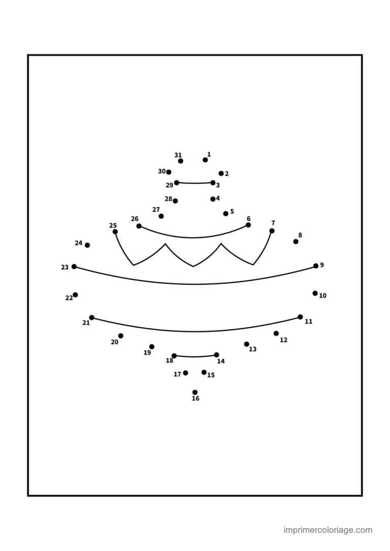 point a relier paques 1 a 31 oeuf de paques a zigzags - dessin gratuit &agrave; imprimer