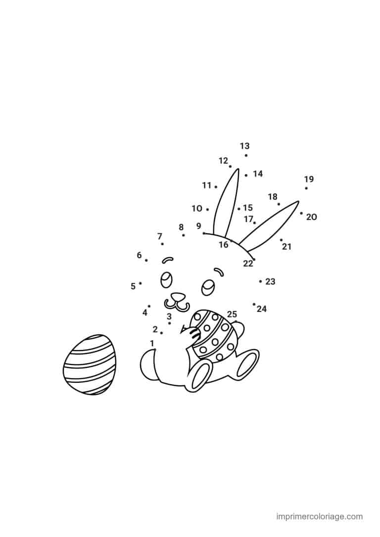 point a relier paques 1 a 38 lapin avec des oeufs decores - dessin gratuit &agrave; imprimer