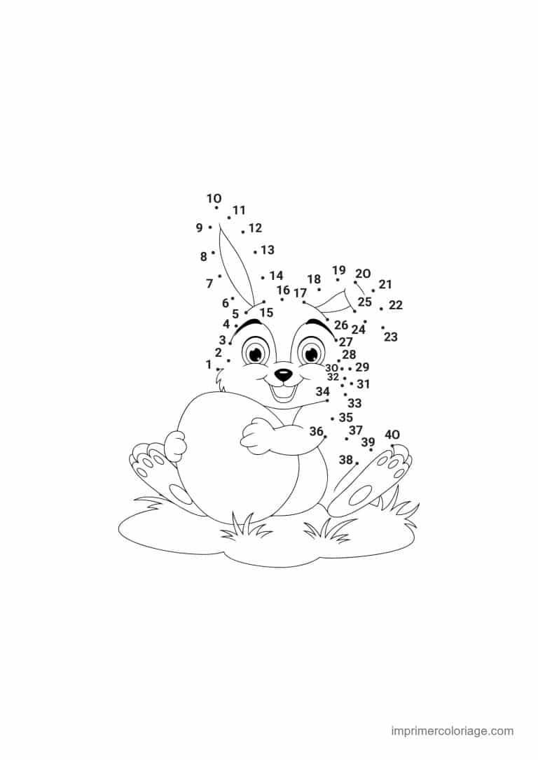 point a relier paques 1 a 42 lapin avec des carottes - dessin gratuit &agrave; imprimer