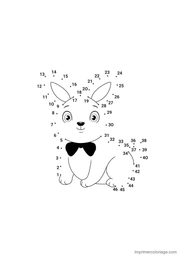 point a relier paques 1 a 46 lapin a lunettes de soleil - dessin gratuit &agrave; imprimer
