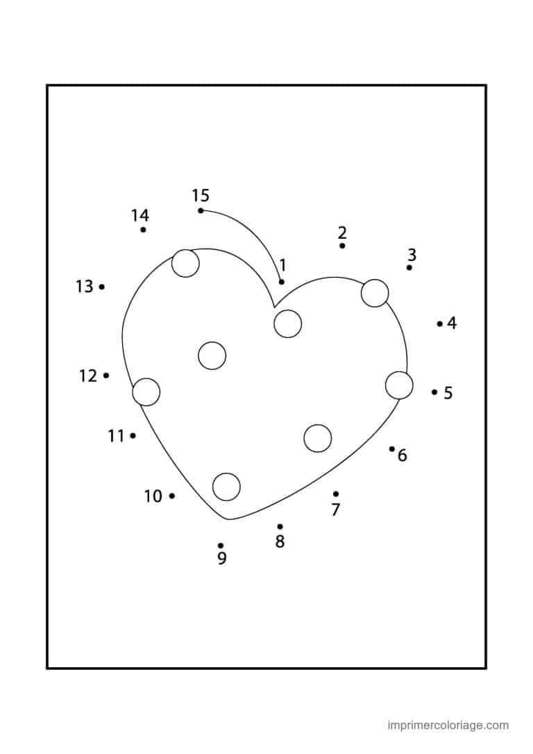 point a relier saint valentin 1 a 15 coeur a pois - dessin gratuit &agrave; imprimer