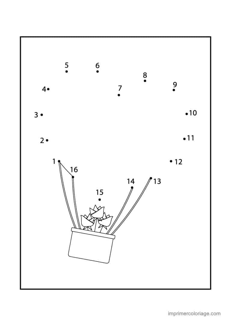 point a relier saint valentin 1 a 16 bouquet dans un pot - dessin gratuit &agrave; imprimer