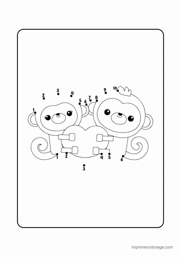 point a relier saint valentin 1 a 17 deux singes amoureux - dessin gratuit &agrave; imprimer