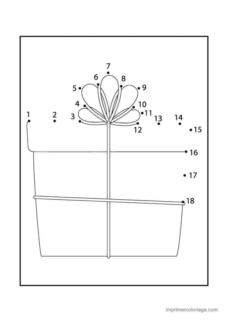 point a relier saint valentin 1 a 18 cadeau avec fleur - dessin gratuit &agrave; imprimer