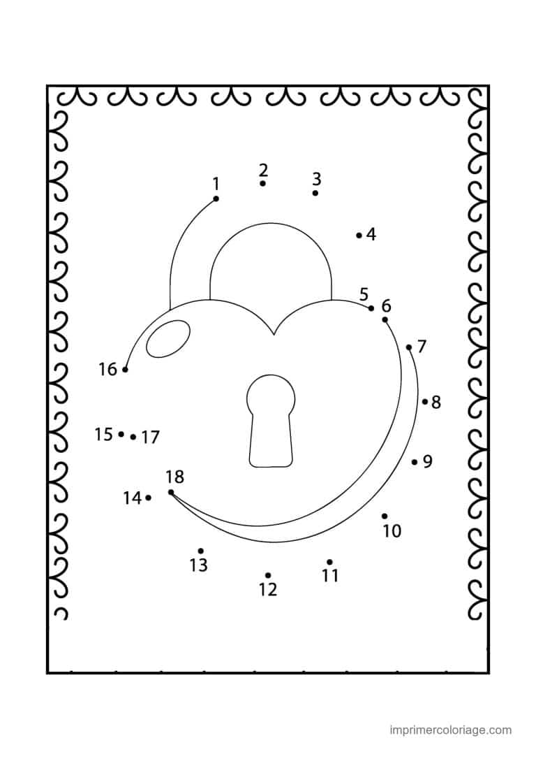 point a relier saint valentin 1 a 18 cadenas coeur - dessin gratuit &agrave; imprimer