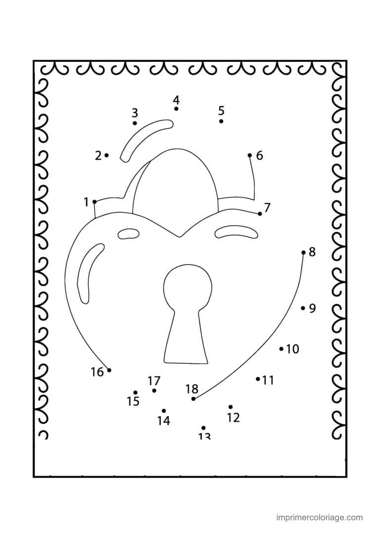 point a relier saint valentin 1 a 18 cadenas en forme de coeur - dessin gratuit &agrave; imprimer