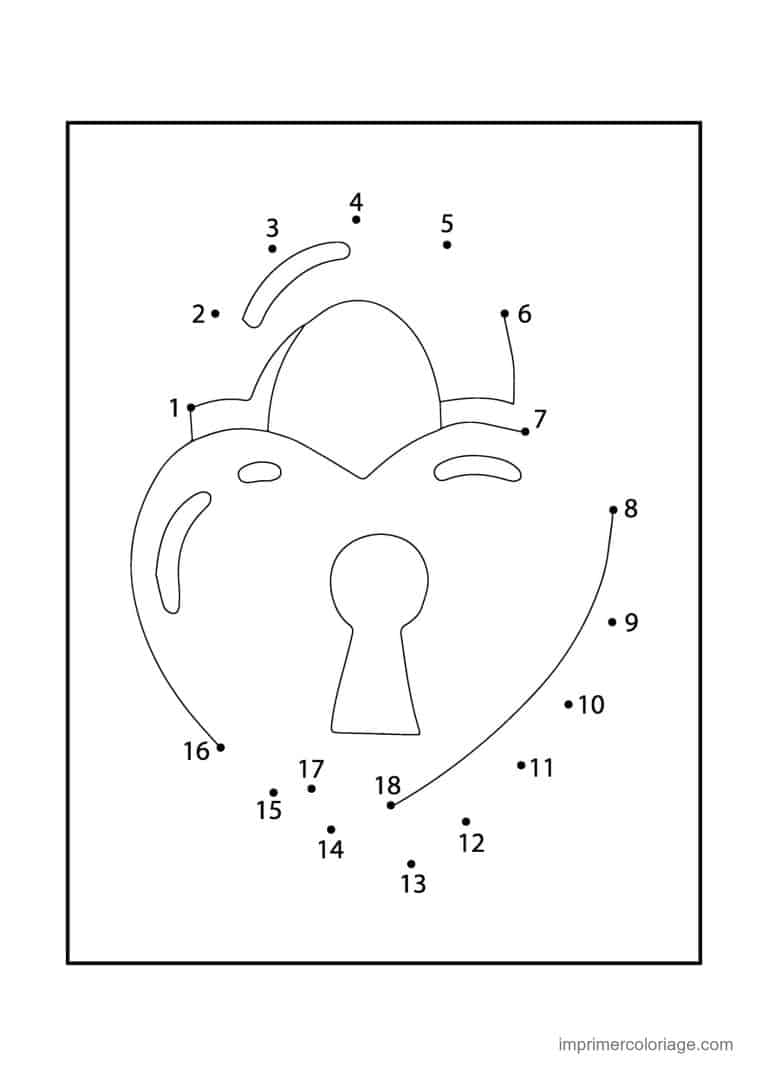 point a relier saint valentin 1 a 18 cadenas en forme de coeur - dessin gratuit &agrave; imprimer
