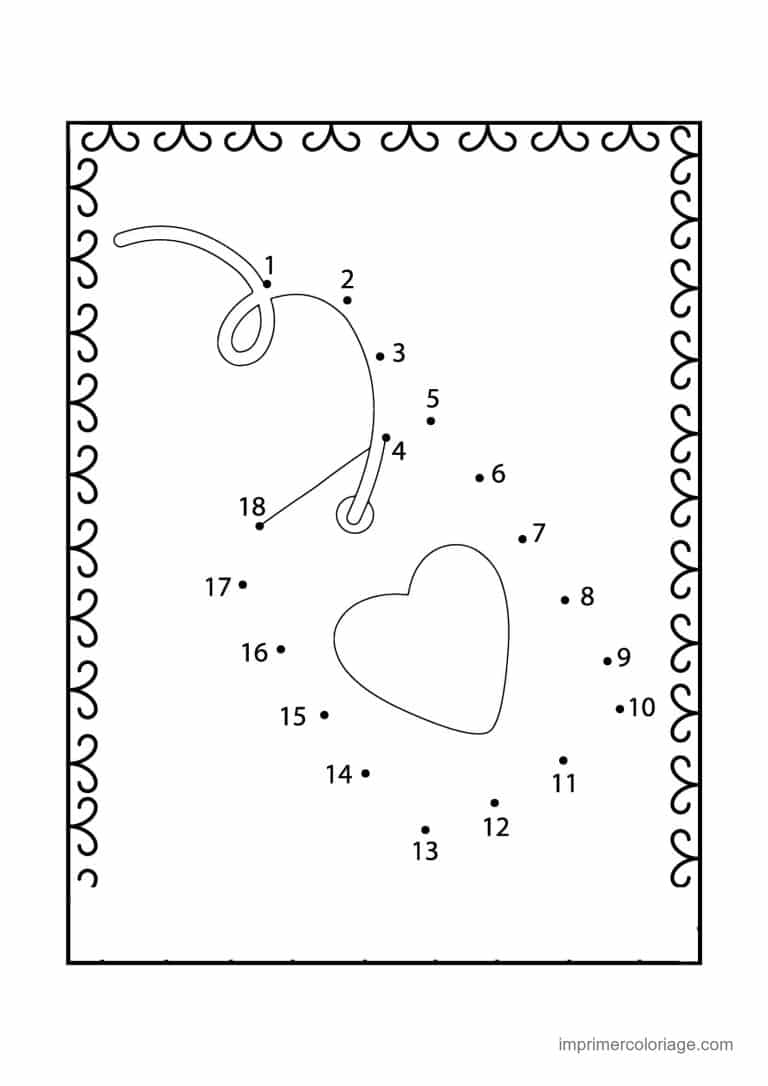 point a relier saint valentin 1 a 18 cerise et coeur - dessin gratuit &agrave; imprimer