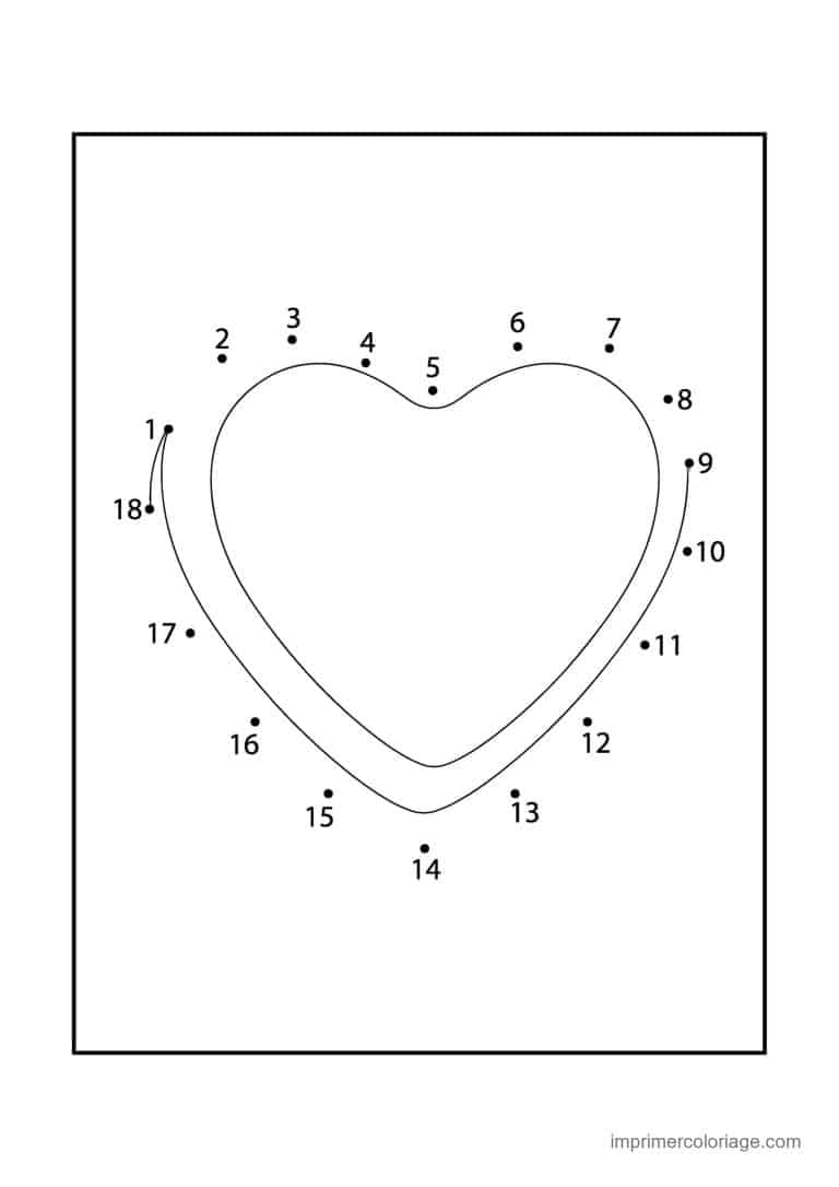 point a relier saint valentin 1 a 18 coeur - dessin gratuit &agrave; imprimer