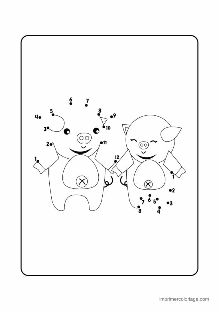 point a relier saint valentin 1 a 20 deux cochons amoureux - dessin gratuit &agrave; imprimer