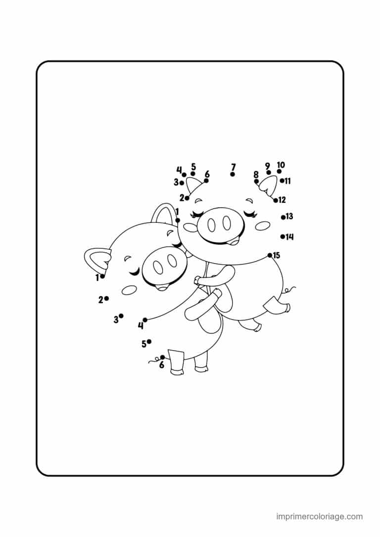 point a relier saint valentin 1 a 21 deux cochons amoureux - dessin gratuit &agrave; imprimer