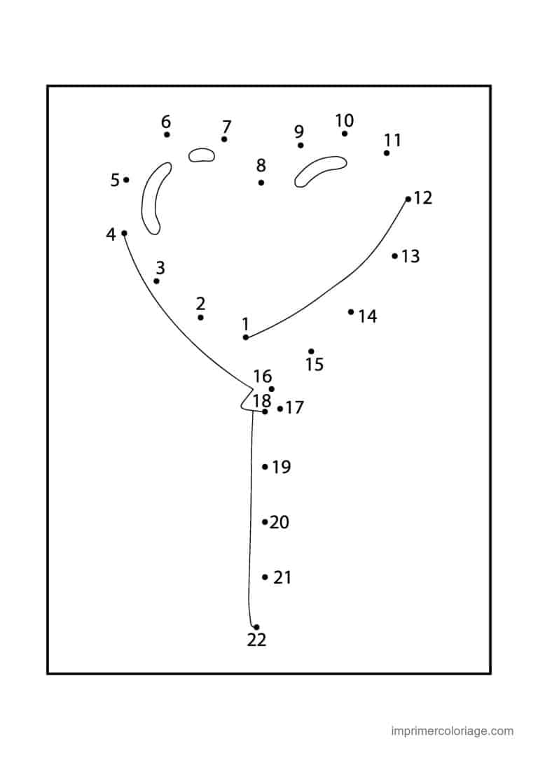 point a relier saint valentin 1 a 22 ballon en forme de coeur - dessin gratuit &agrave; imprimer