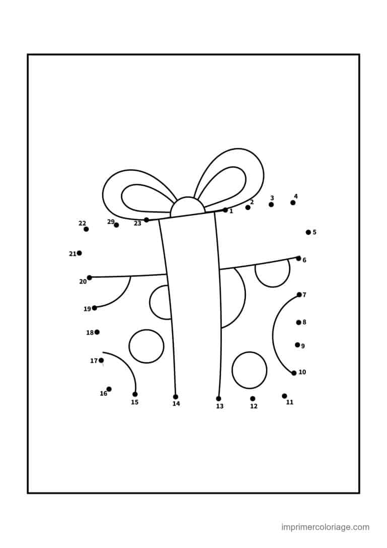 point a relier saint valentin 1 a 23 cadeau avec noeud - dessin gratuit &agrave; imprimer