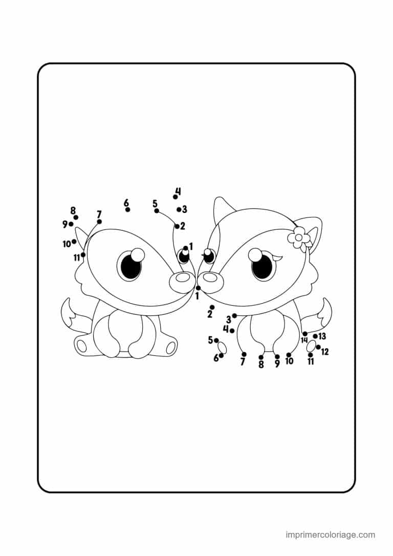 point a relier saint valentin 1 a 24 deux renards amoureux - dessin gratuit &agrave; imprimer