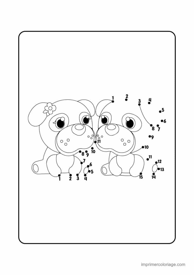 point a relier saint valentin 1 a 26 deux chiots amoureux - dessin gratuit &agrave; imprimer