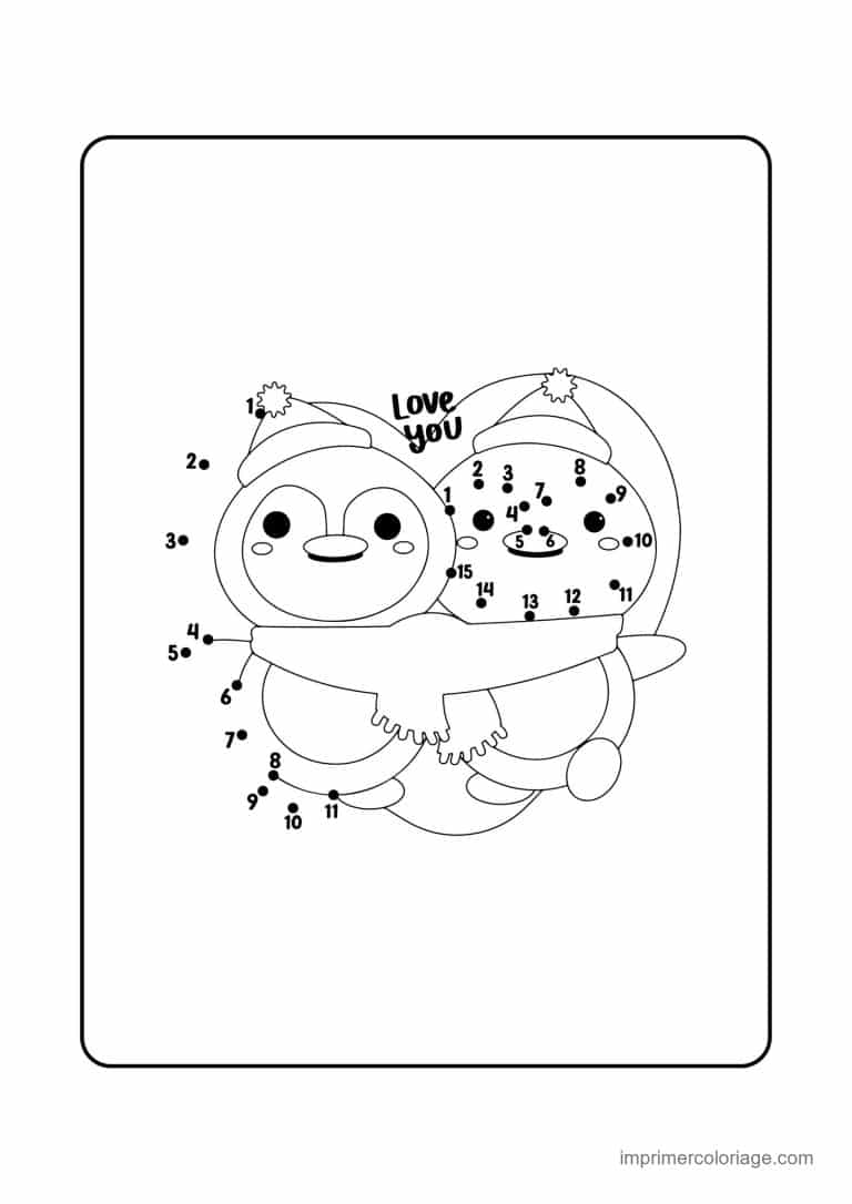 point a relier saint valentin 1 a 26 deux pingouins avec un coeur - dessin gratuit &agrave; imprimer