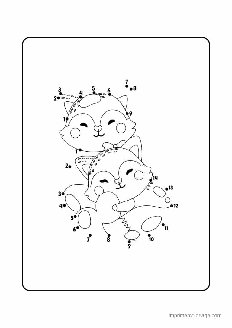 point a relier saint valentin 1 a 26 deux renards enlaces - dessin gratuit &agrave; imprimer