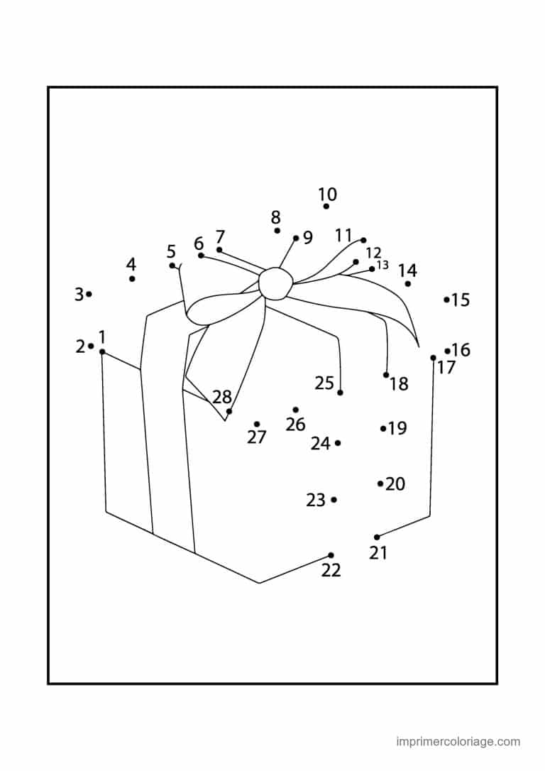 point a relier saint valentin 1 a 28 cadeau avec gros noeud - dessin gratuit &agrave; imprimer