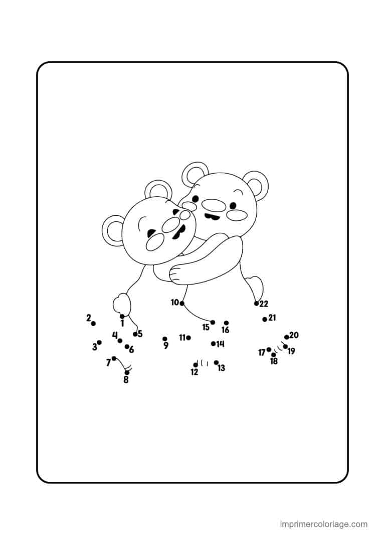 point a relier saint valentin 1 a 28 deux ours enlaces - dessin gratuit &agrave; imprimer