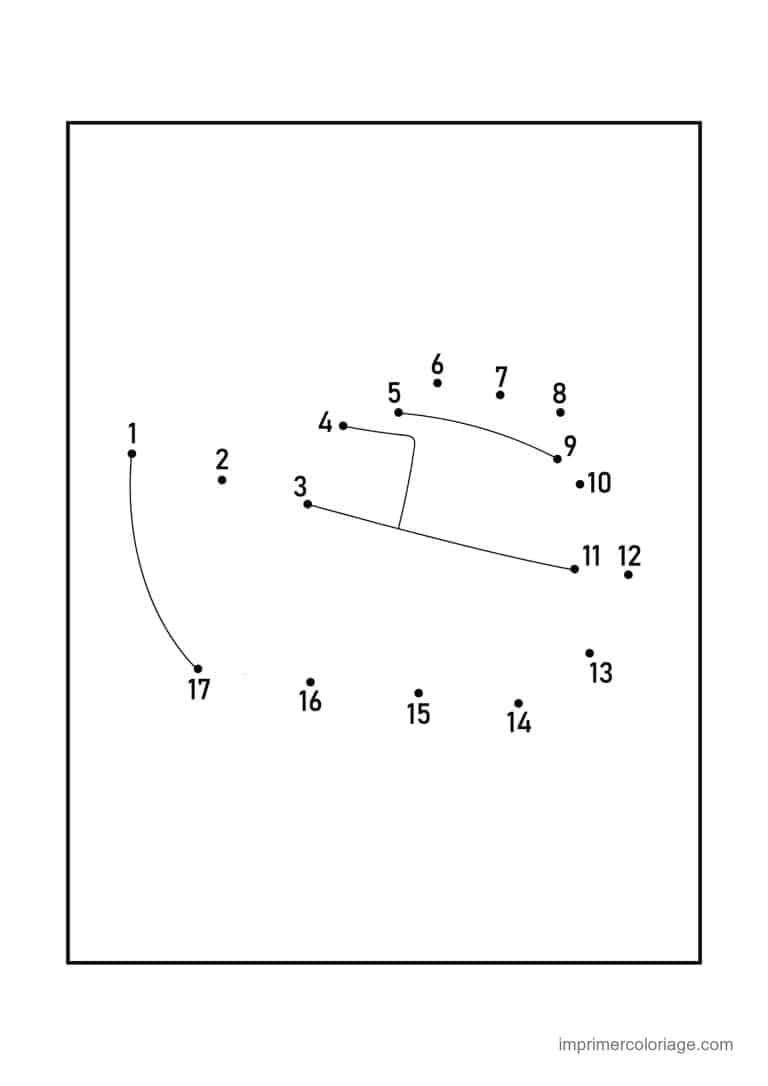 point a relier vehicule 1 a 17 barque - dessin gratuit &agrave; imprimer