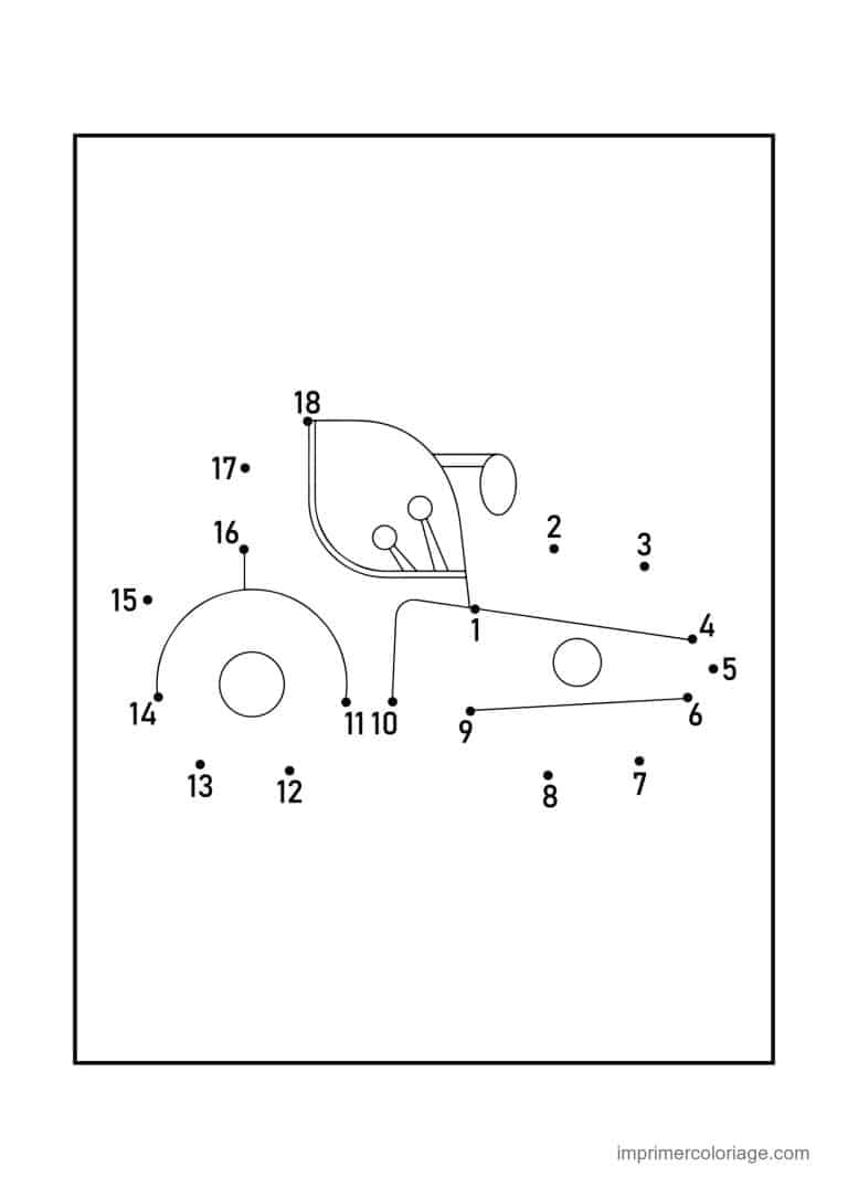 point a relier vehicule 1 a 18 chariot elevateur - dessin gratuit &agrave; imprimer