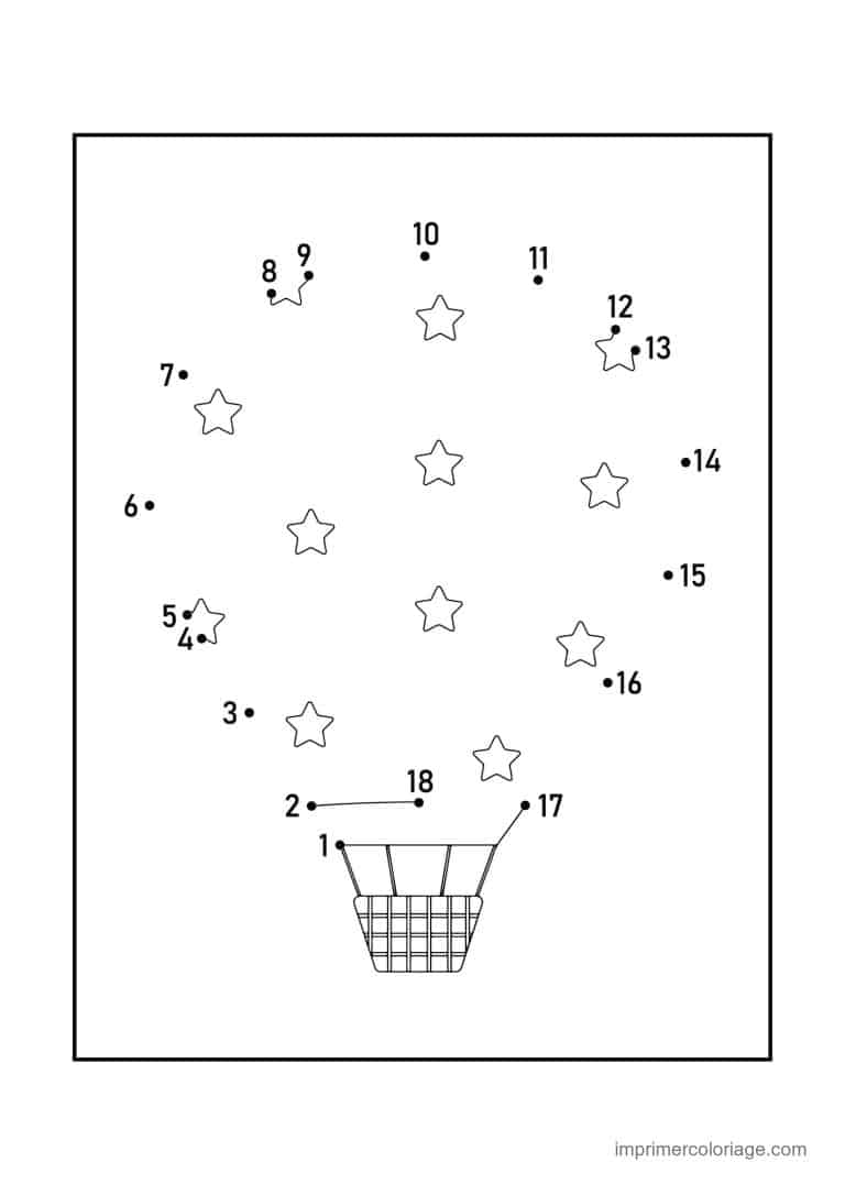 point a relier vehicule 1 a 18 montgolfiere avec sa nacelle - dessin gratuit &agrave; imprimer