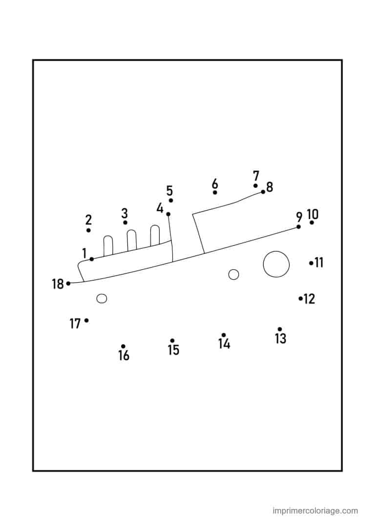 point a relier vehicule 1 a 18 paquebot - dessin gratuit &agrave; imprimer