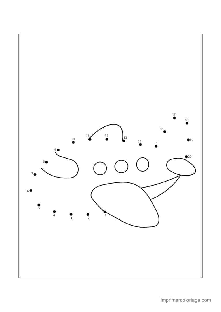 point a relier vehicule 1 a 20 avion de ligne - dessin gratuit &agrave; imprimer