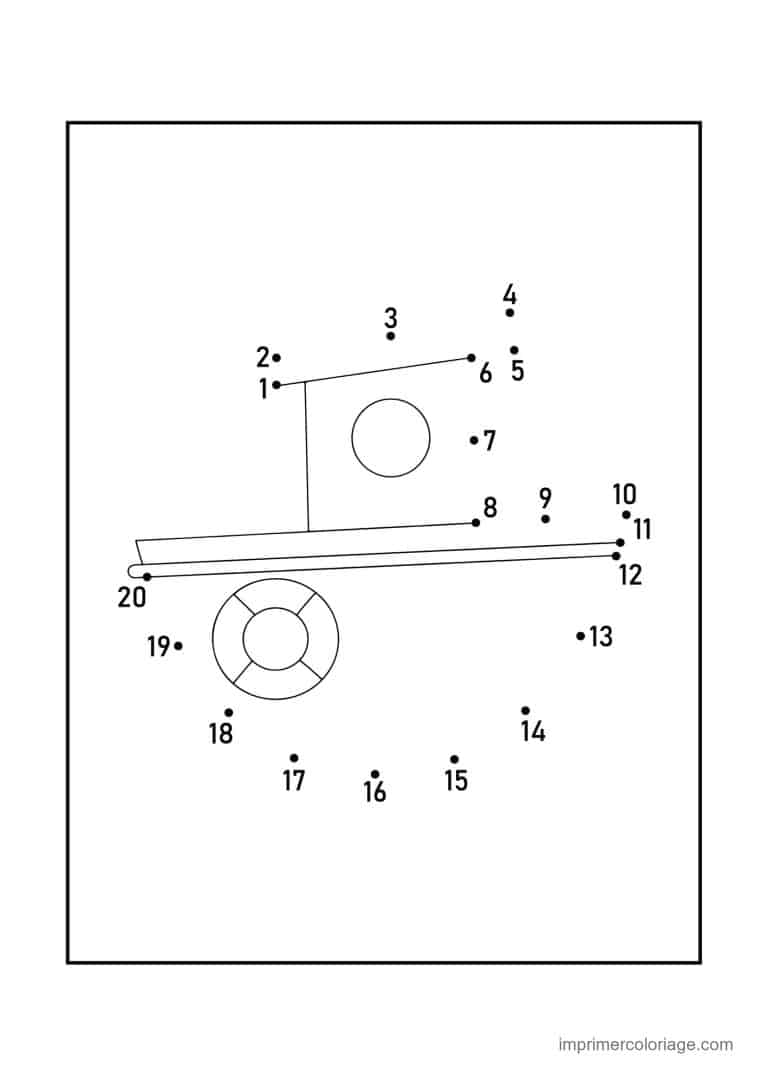 point a relier vehicule 1 a 20 bateau avec une bouee 2 - dessin gratuit &agrave; imprimer