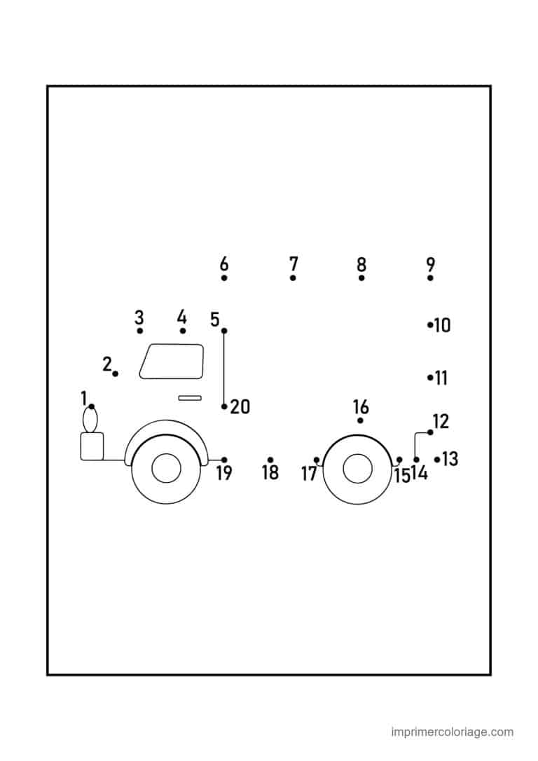 point a relier vehicule 1 a 20 camion - dessin gratuit &agrave; imprimer