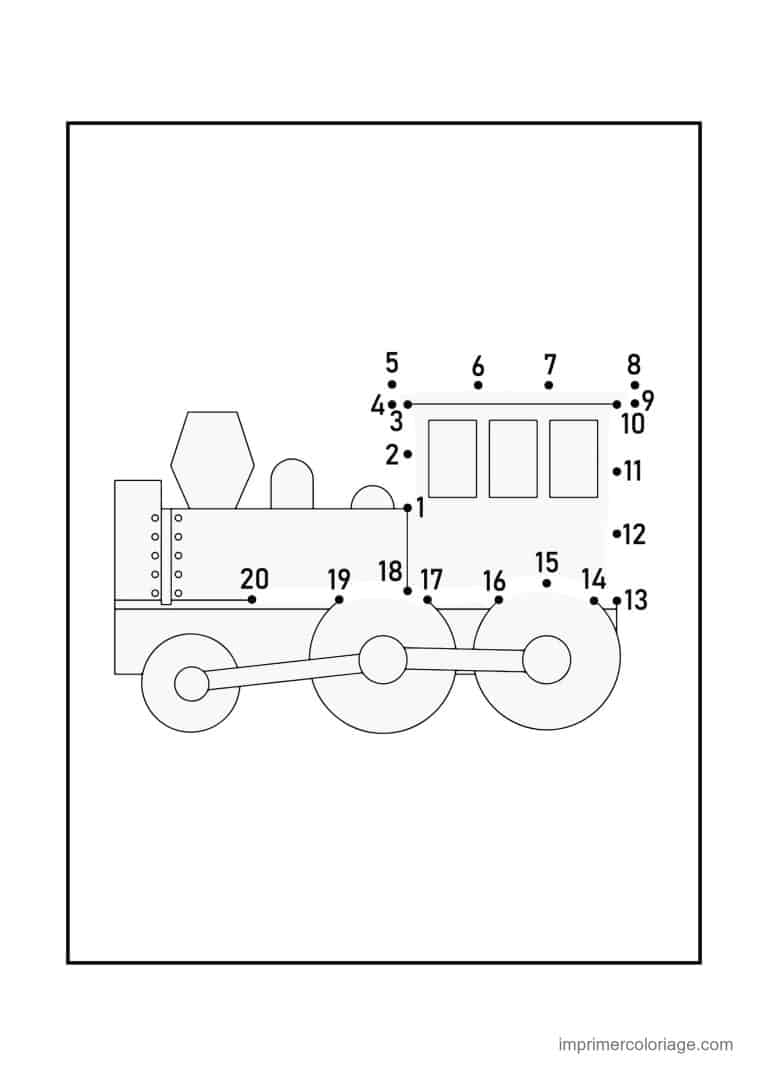 point a relier vehicule 1 a 20 camion de chantier - dessin gratuit &agrave; imprimer