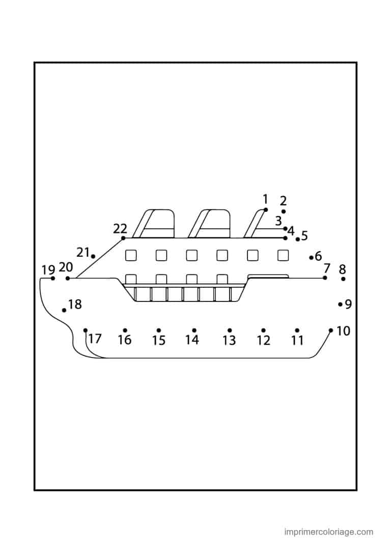 point a relier vehicule 1 a 22 bateau de croisiere - dessin gratuit &agrave; imprimer