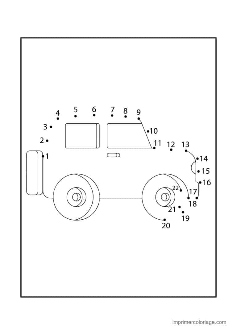 point a relier vehicule 1 a 22 fourgonnette - dessin gratuit &agrave; imprimer