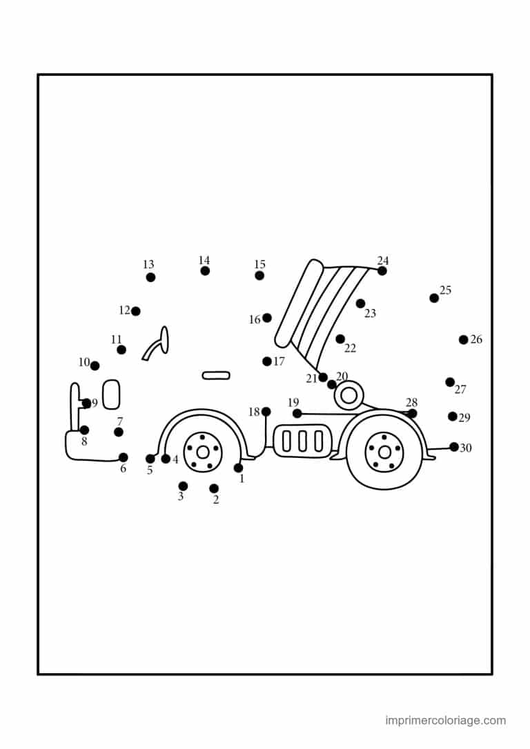 point a relier vehicule 1 a 30 tracteur 2 - dessin gratuit &agrave; imprimer