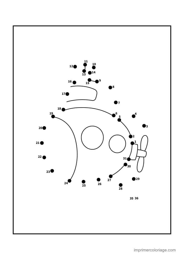 point a relier vehicule 1 a 31 sous marin souriant - dessin gratuit &agrave; imprimer