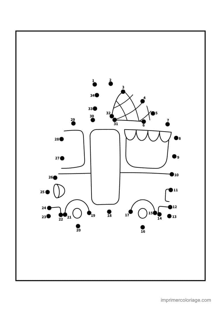 point a relier vehicule 1 a 34 camion de glaces - dessin gratuit &agrave; imprimer