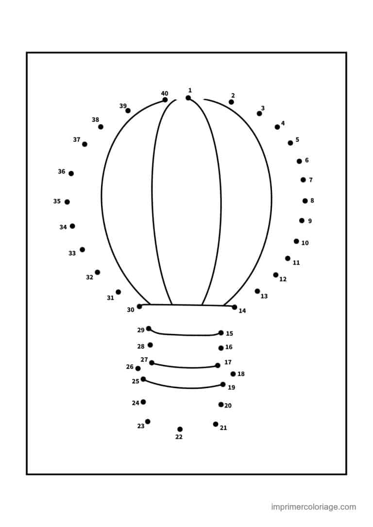 point a relier vehicule 1 a 40 montgolfiere - dessin gratuit &agrave; imprimer