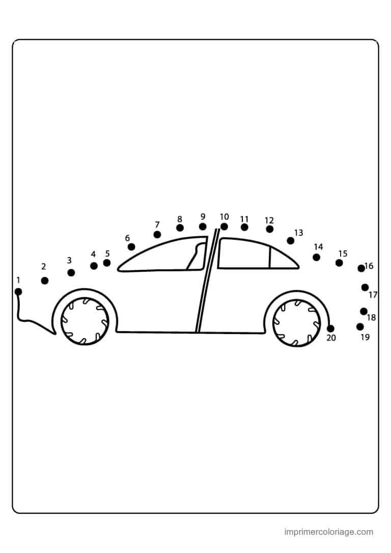 point a relier vehicule 1 a 63 voiture de ville - dessin gratuit &agrave; imprimer