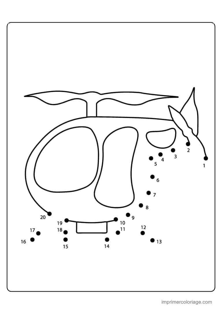 point a relier vehicule 1 a 65 helicoptere - dessin gratuit &agrave; imprimer