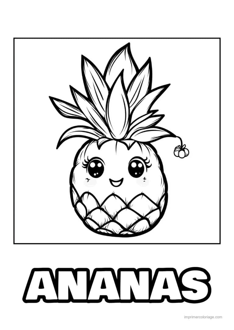 coloriage ananas ananas a la belle couronne - dessin gratuit &agrave; imprimer