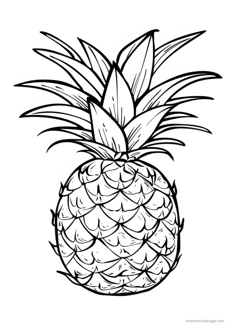 coloriage ananas ananas a la couronne fournie 153 - dessin gratuit &agrave; imprimer