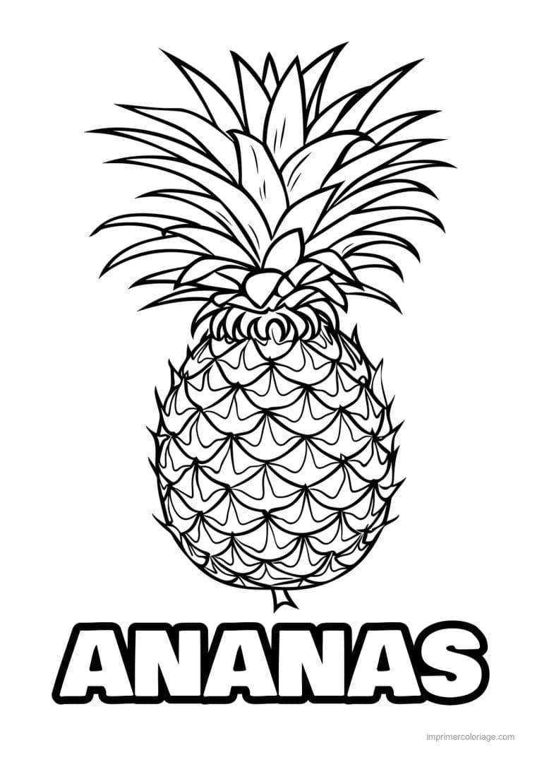coloriage ananas ananas a la couronne fournie 36 - dessin gratuit &agrave; imprimer