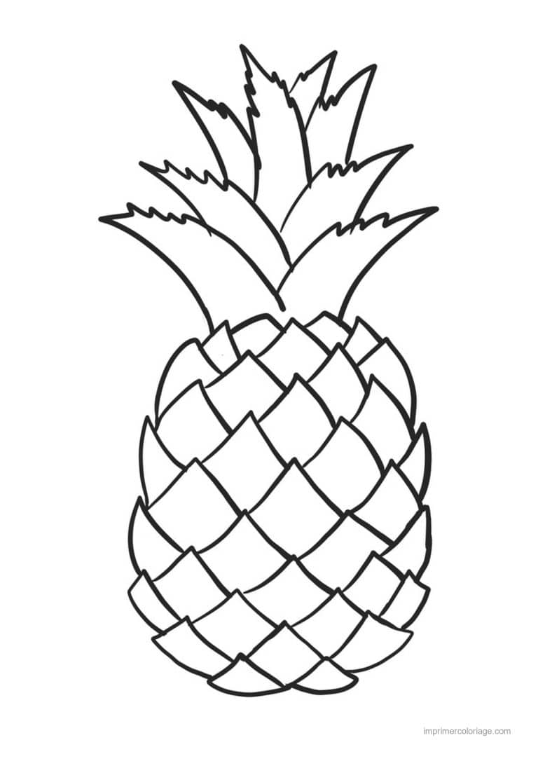 coloriage ananas ananas a la couronne pointue - dessin gratuit &agrave; imprimer