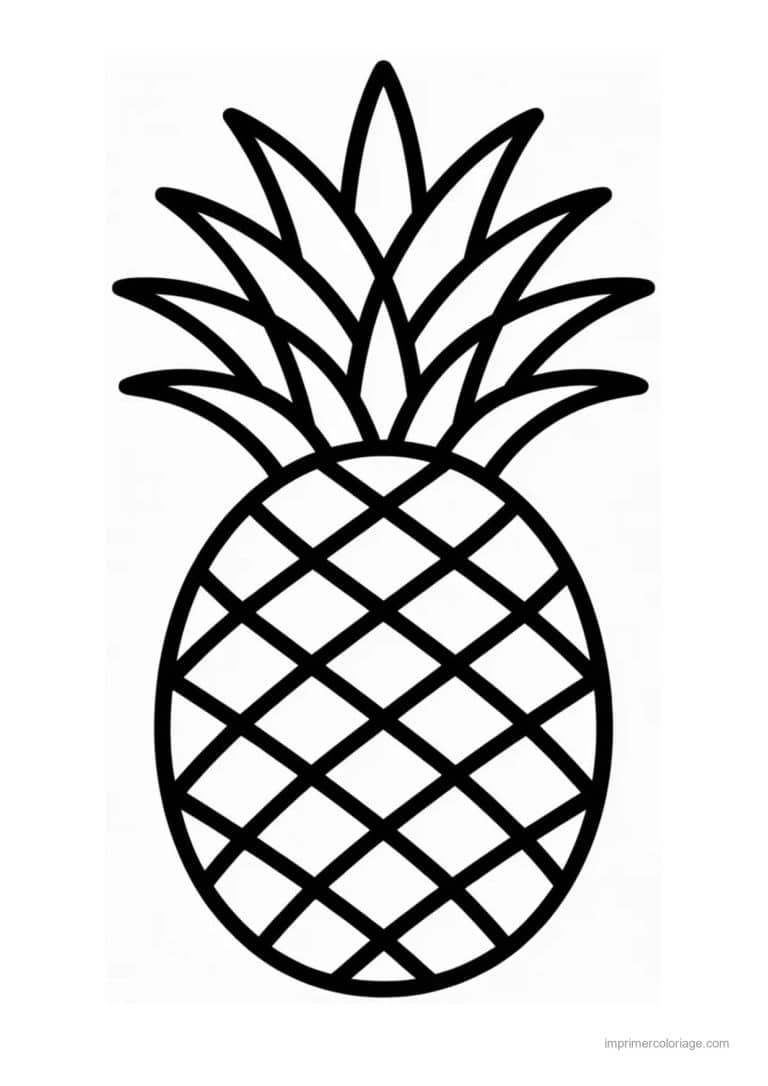coloriage ananas ananas au trait epais - dessin gratuit &agrave; imprimer