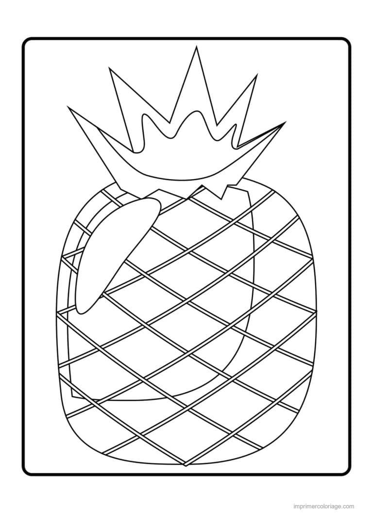 coloriage ananas ananas au trait simple - dessin gratuit &agrave; imprimer